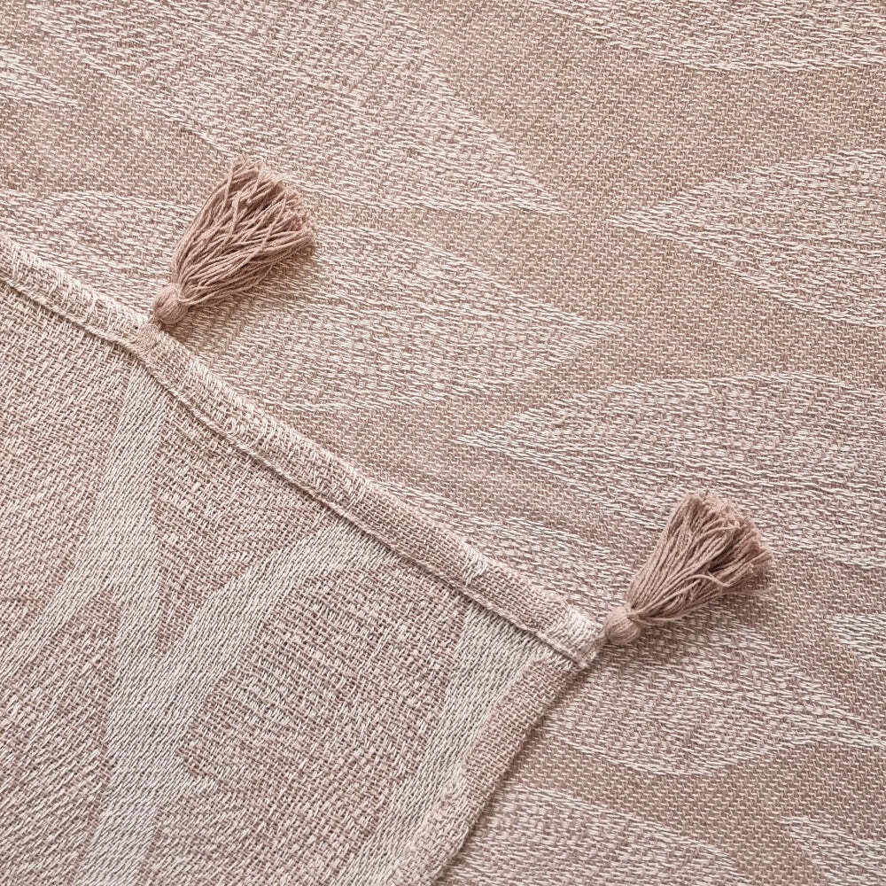 J.Elliot Home Kye 130x160cm Cotton Throw Blanket - Warm Taupe & Cream