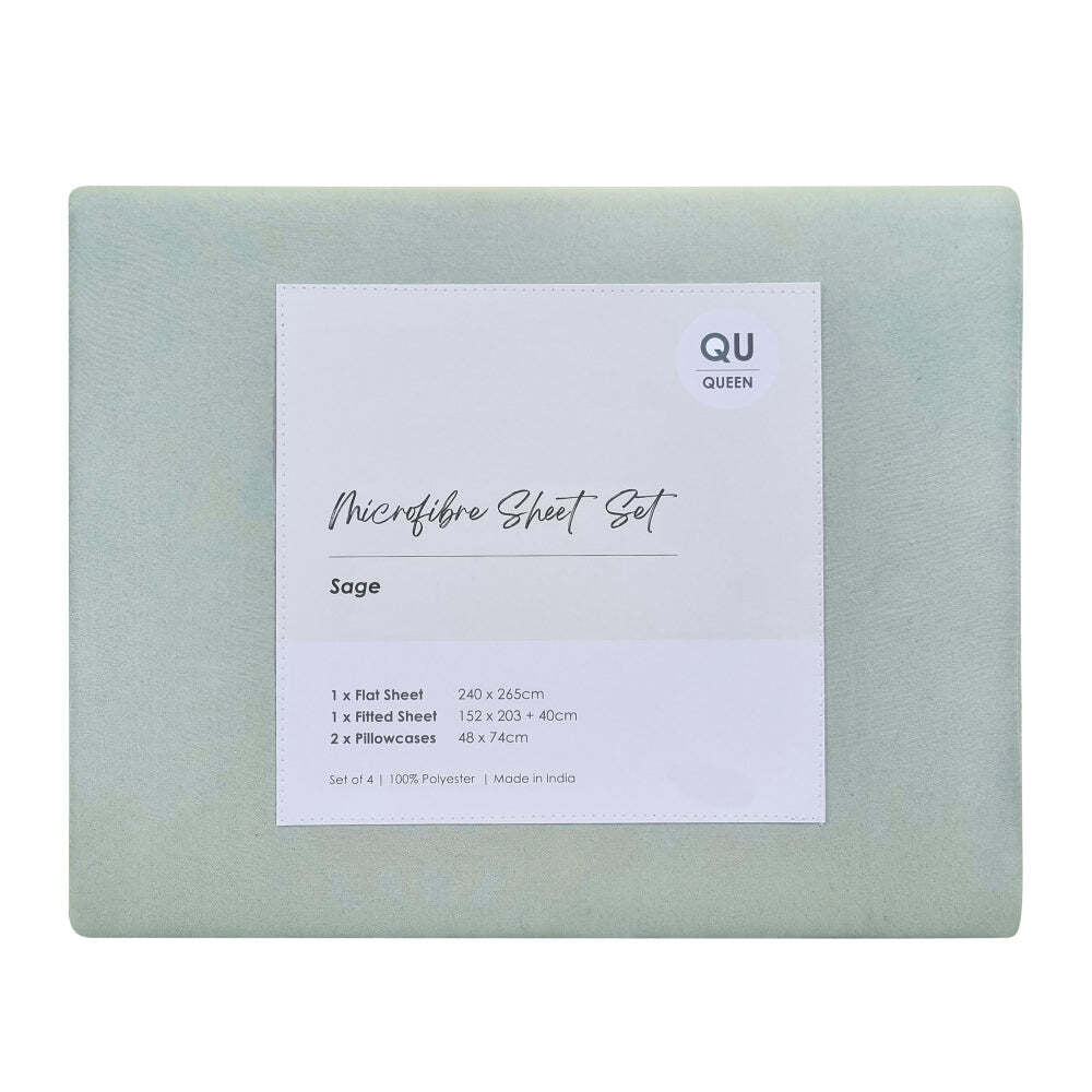 J Elliot Home Microfibre Queen Sheet Set w/Pillowcases - Sage