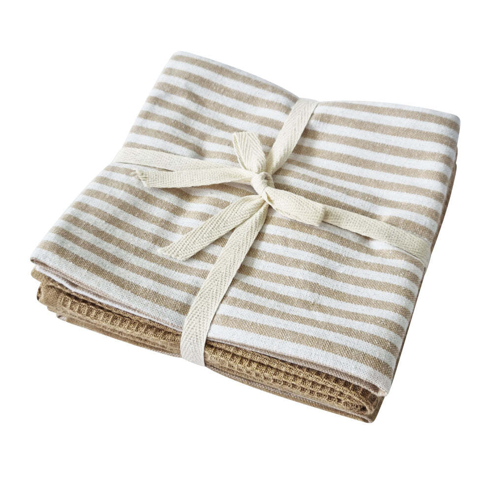 3x 3pc J Elliot Home Katerina Cotton 50x70cm Tea Towel - Natural