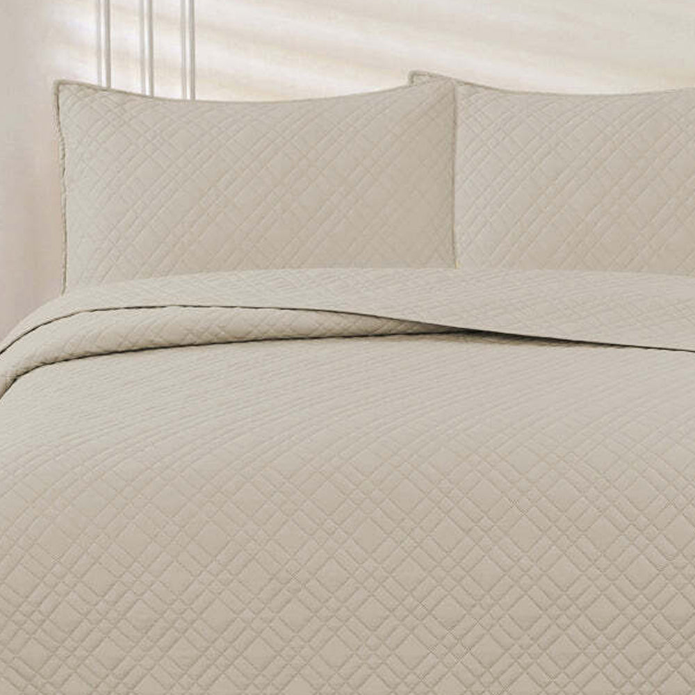 J Elliot Home Morris Microfibre King Quilted Coverlet/Pillowcases Beige
