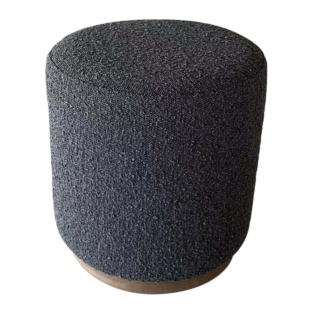 J.Elliot Home Senora 41x44cm Round Ottoman Stool - Charcoal