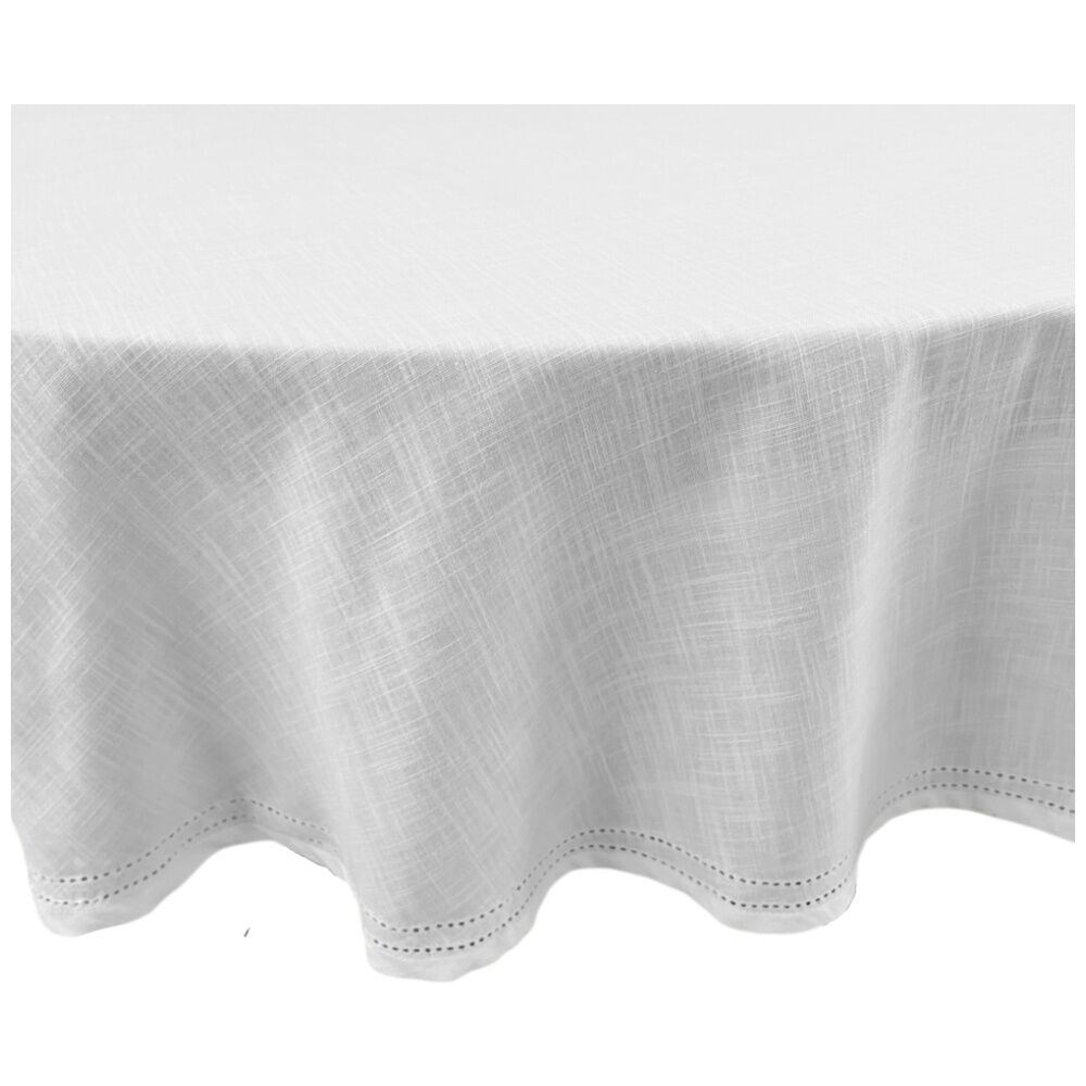 J.Elliot Home 100% Cotton Simon Circular Tablecloth 180x180x0.2cm White