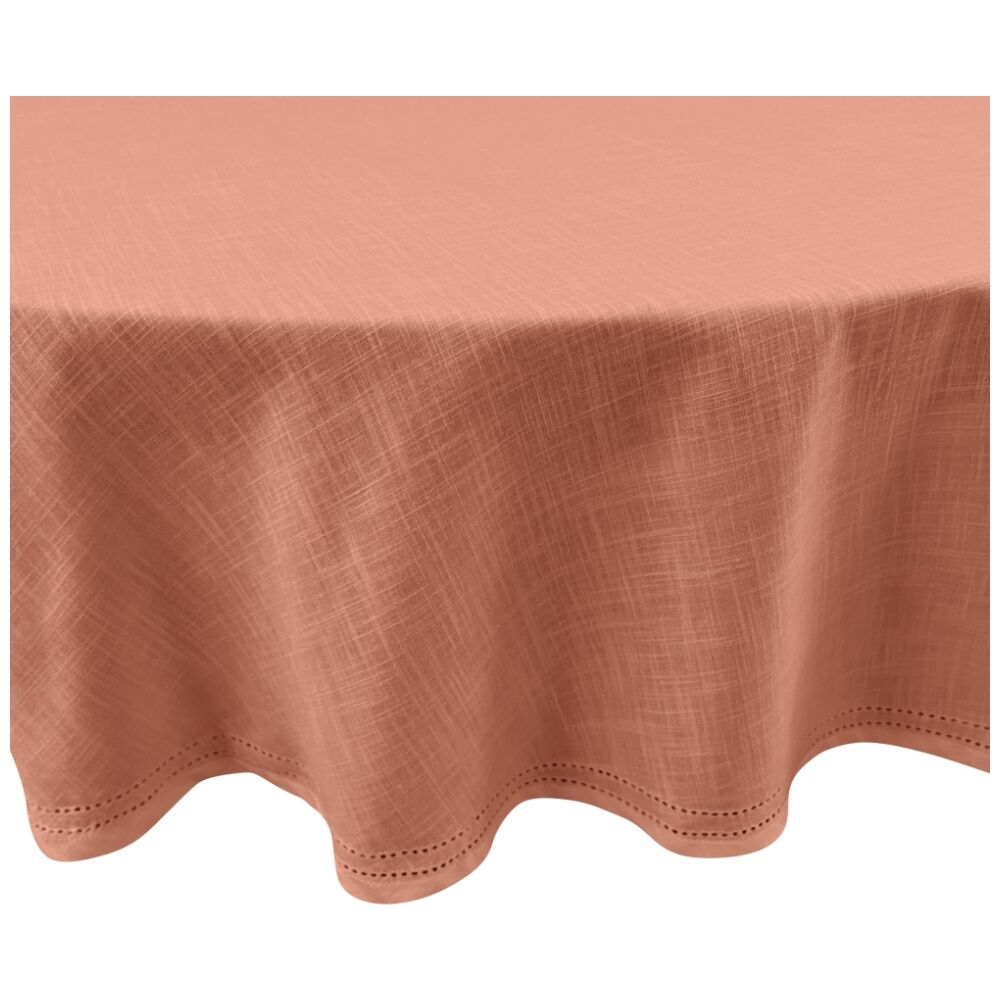 J.Elliot Home 100% Cotton Simon Circular Tablecloth 180x180x0.2cm Terracotta