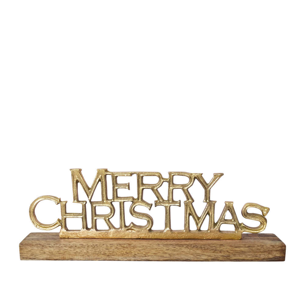 J.Elliot Home Merry Christmas Greetings Decoration Gold & Natural