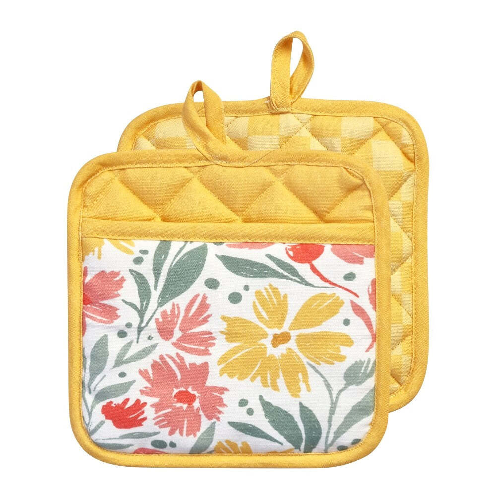2pc J.Elliot Home Millie Pot Holder 21x21cm Bubblegum Multicolour