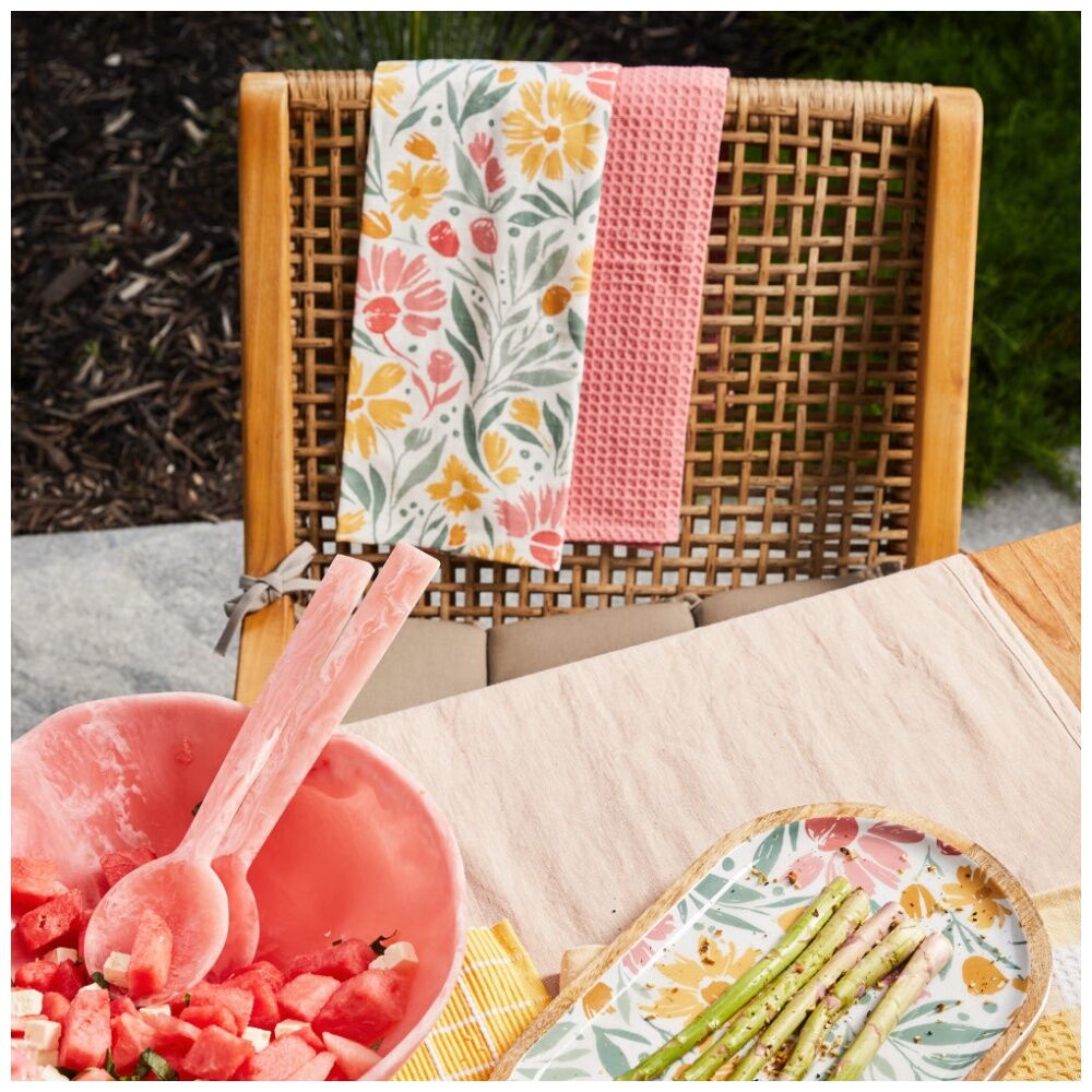 3pc J.Elliot Home Millie Tea Towel Gift Box 50x70cm Bubblegum Multi