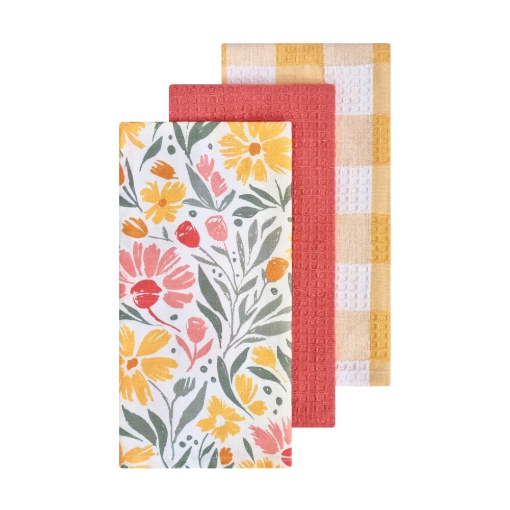 3pc J.Elliot Home Millie Tea Towel Gift Box 50x70cm Bubblegum Multi
