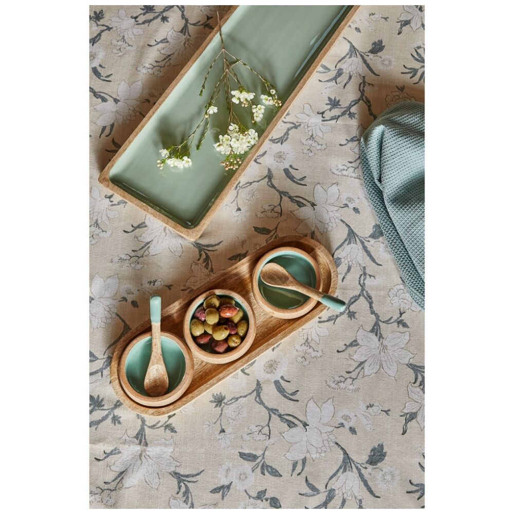 J.Elliot Home Corinne Rectangle Large Serving Tray 60x18x2.5cm Green & Natural