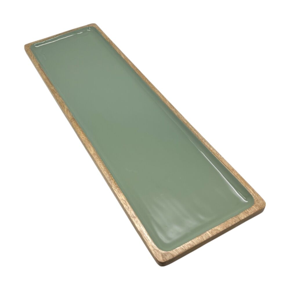 J.Elliot Home Corinne Rectangle Large Serving Tray 60x18x2.5cm Green & Natural
