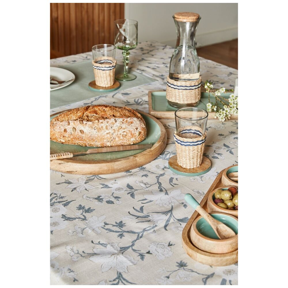 2x 4pc J.Elliot Home Corinne Wooden Coasters Set 10x10x1cm Green & Natural
