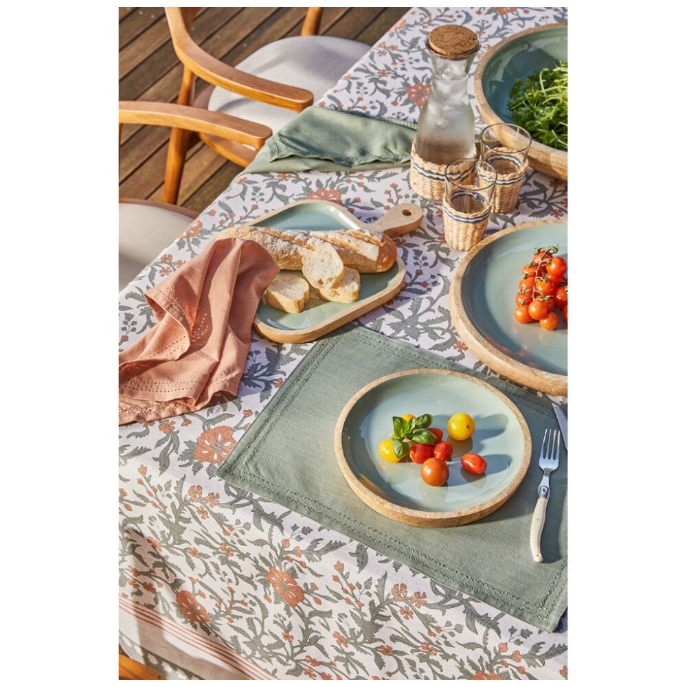 J.Elliot Home Corinne Circular Serving Tray 35x35x3cm Green & Natural