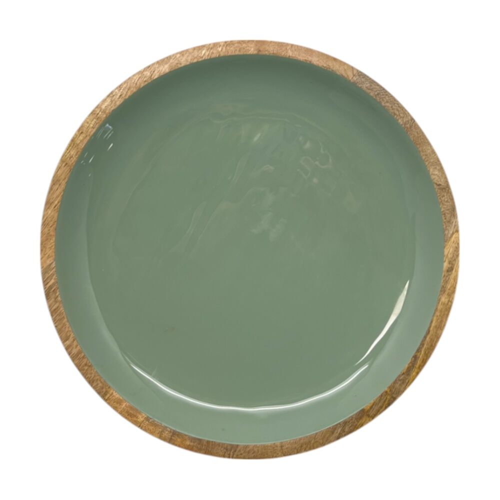 J.Elliot Home Corinne Circular Serving Tray 35x35x3cm Green & Natural