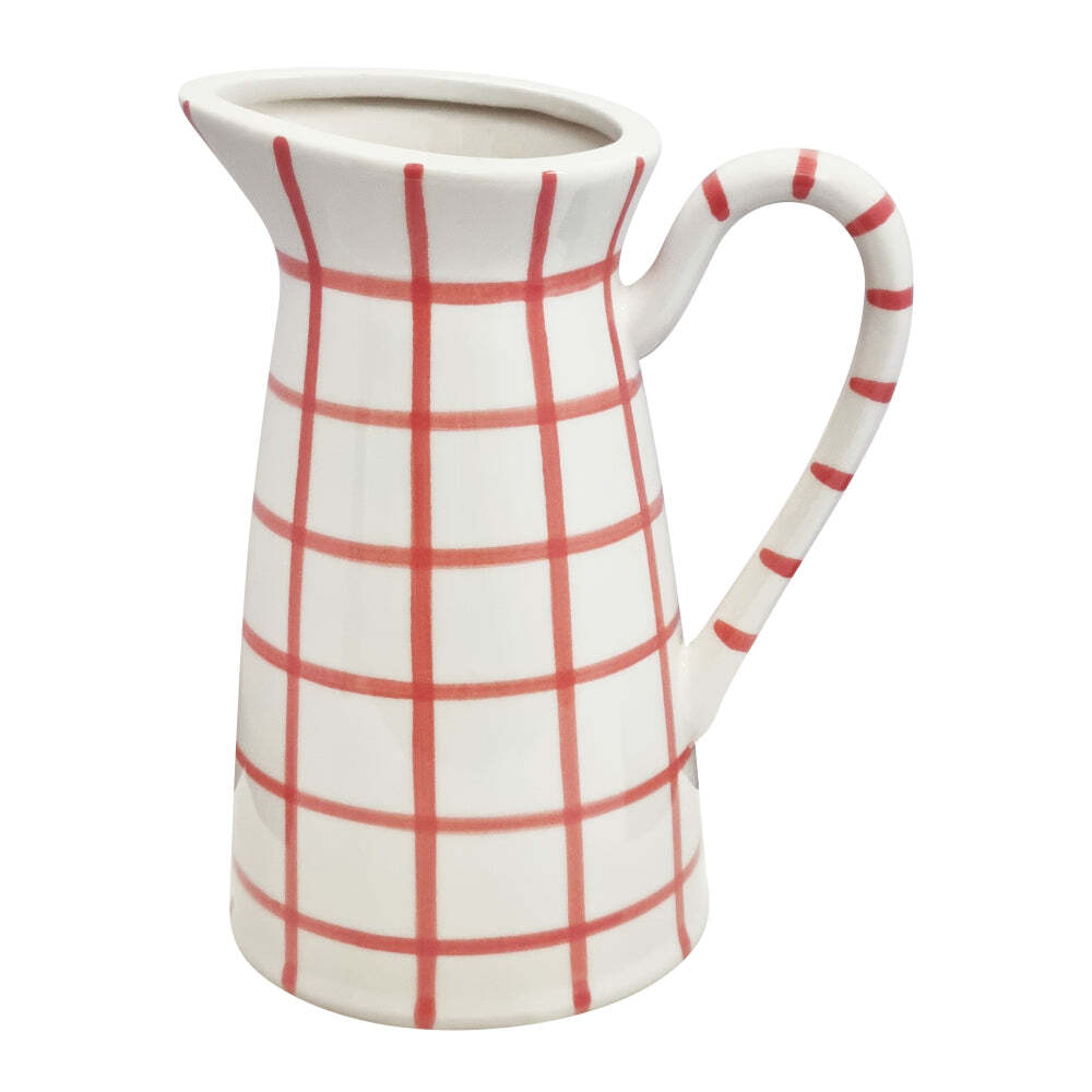 J.Elliot Home Fenton Check Pitcher Vase 17.5x12.5x21.5cm Bubblegum