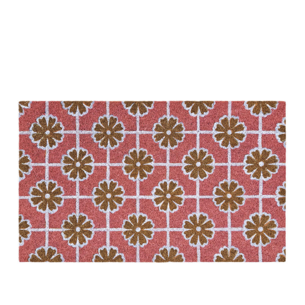 J.Elliot Home Geo Flowers 45x75cm PVC Backed Coir Door Mat
