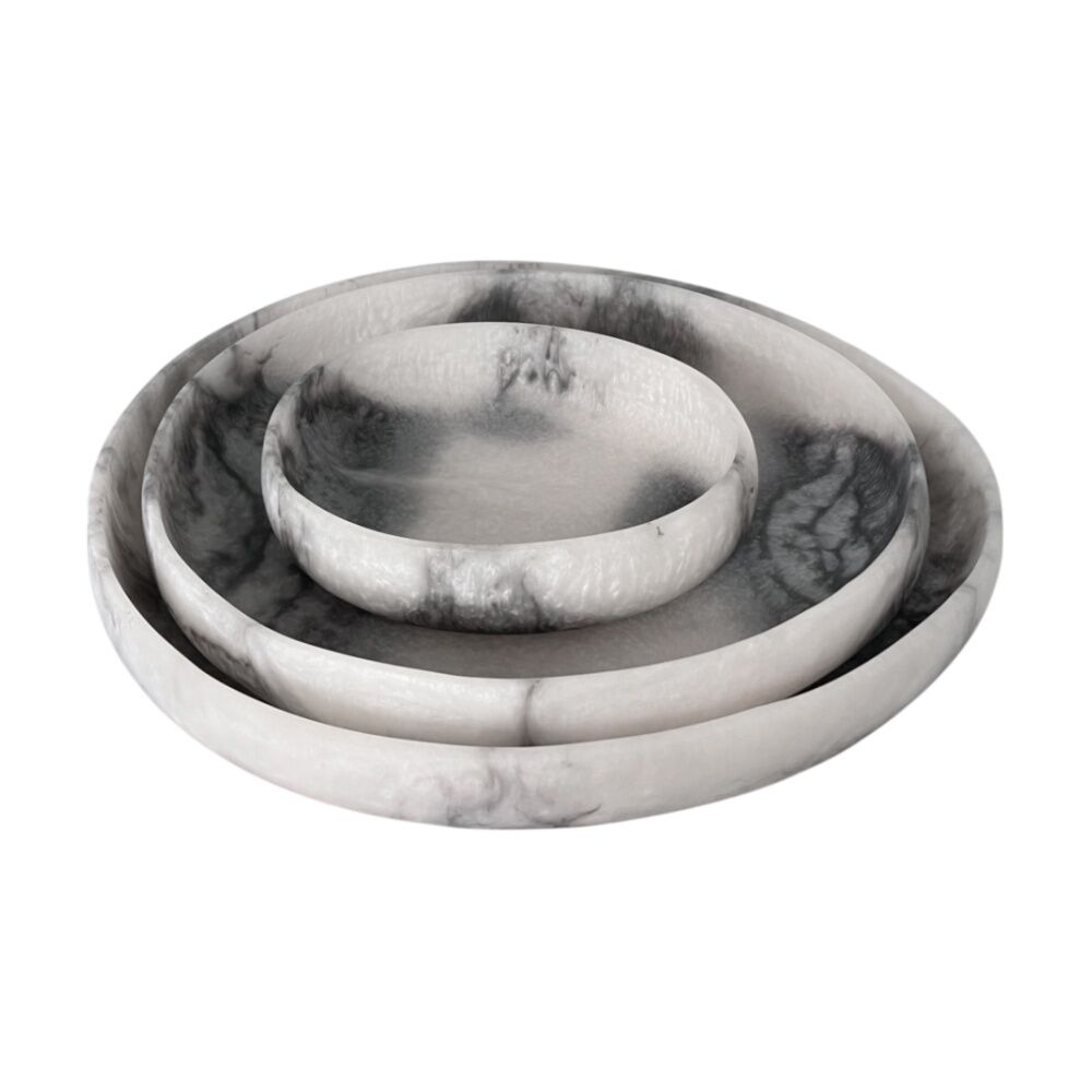 2PK J.Elliot Home Orion Organic Resin Bowl 20x15.5x4.8cm Grey Stone Matt