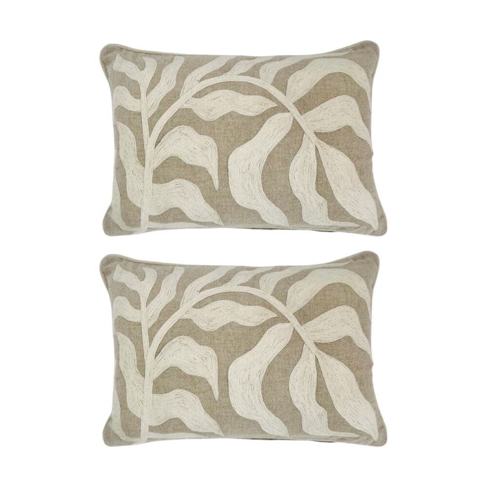2PK J.Elliot Home Aurelia Cushion Pillow Household Decoration 35x55x0.7cm Ivory