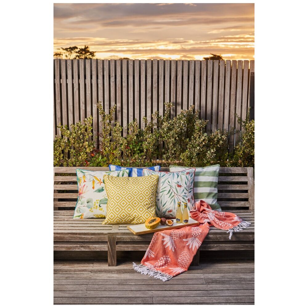 2PK J.Elliot Home Banksia Outdoor Cushion Pillow Decor 50x50x12cm Green & Orange