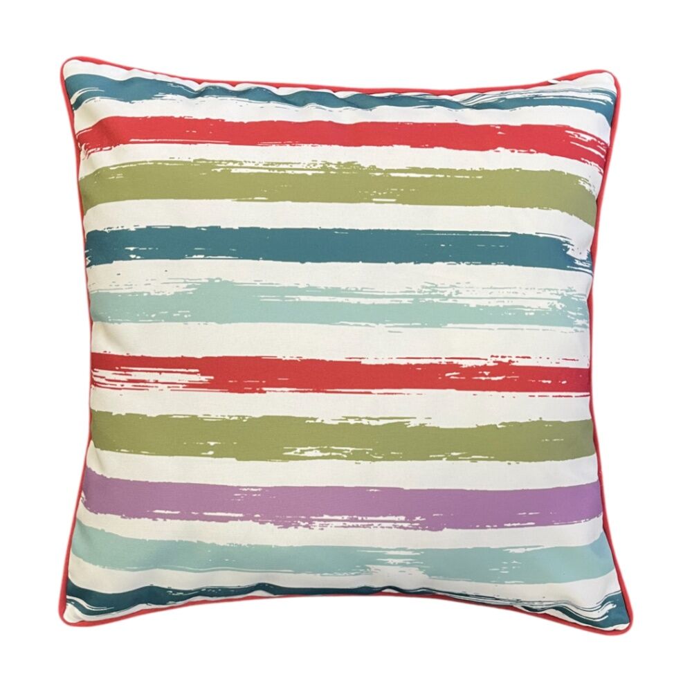 2PK J.Elliot Home Wattle Outdoor Cushion Pillow Decor 50x50x12cm Green & Red