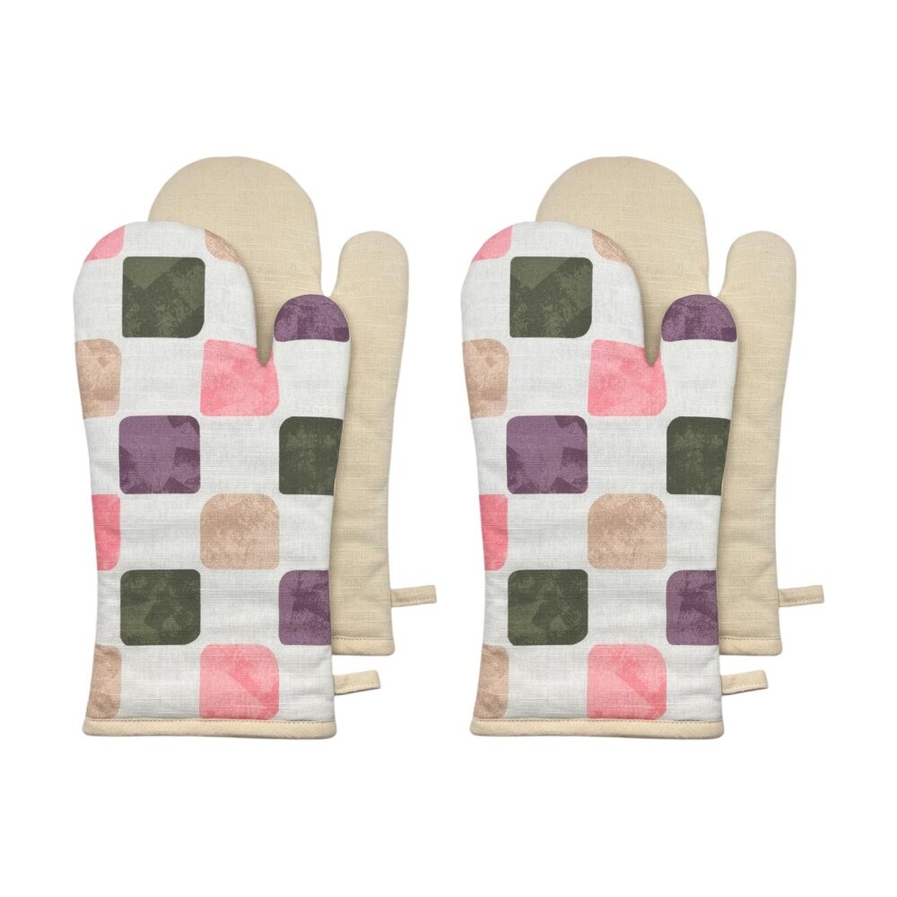 2x 2pc J.Elliot Home Joya Oven Mitt Kitchen Accessory 19x35x2cm Beige