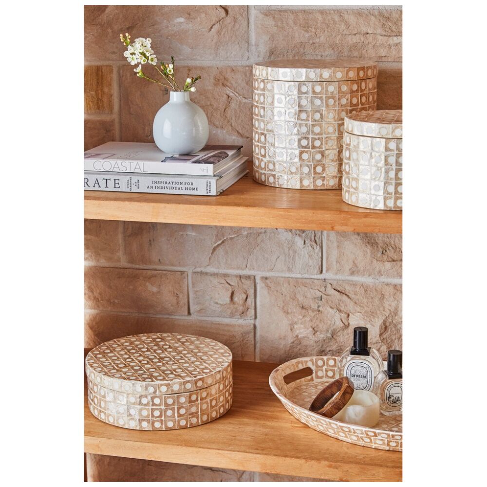J.Elliot Home Elodie Pearl Small Storage Box 25x25x8cm Natural