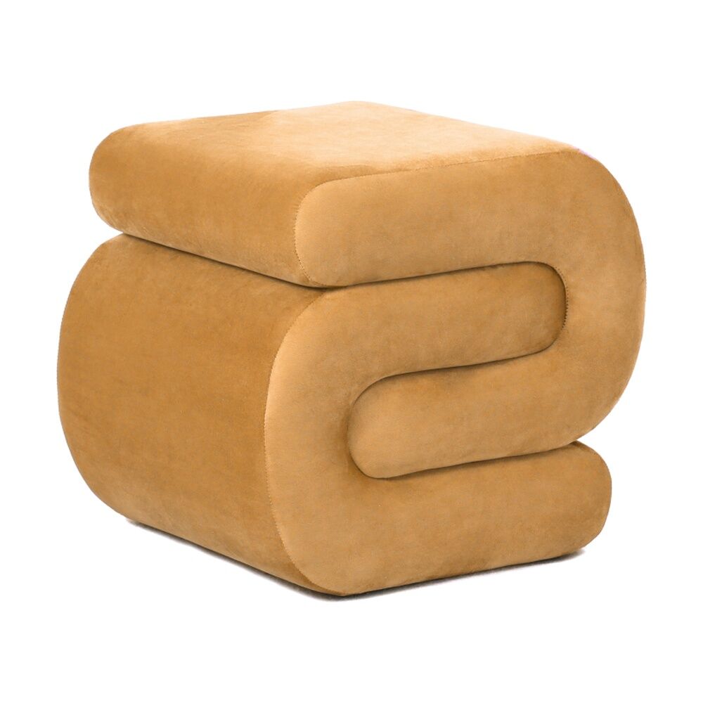 J.Elliot Home Serpentine Velvet Ottoman Furniture 51x47x45.5cm Apricot Stone