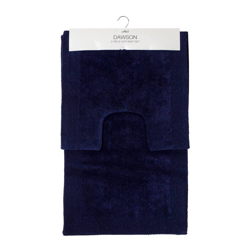 2pc J. Elliot Dawson Bathmat Set 50x50cm & 50x80cm Navy