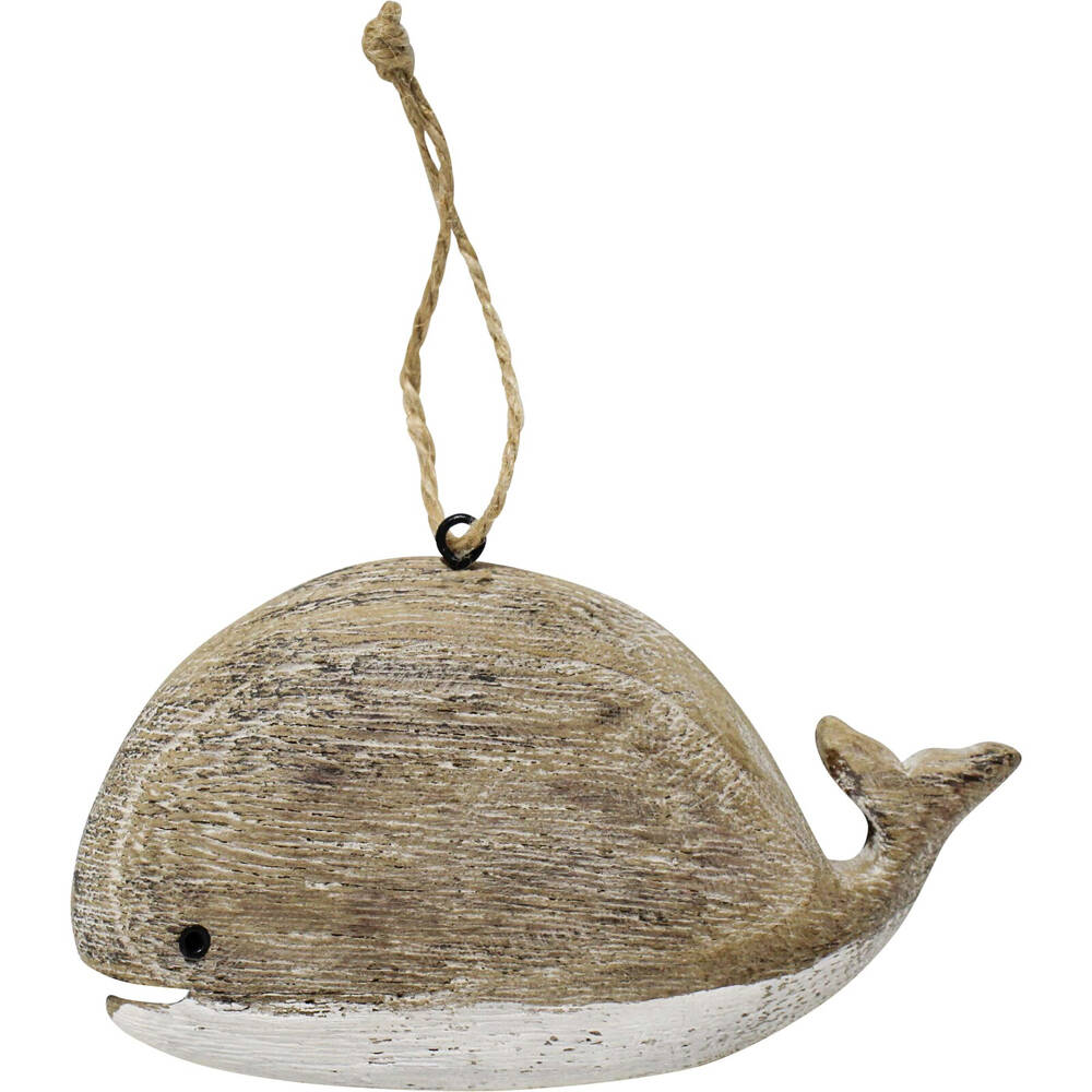 6PK LVD Wood Whale Hanger Ornament Decor 13x8cm - Natural