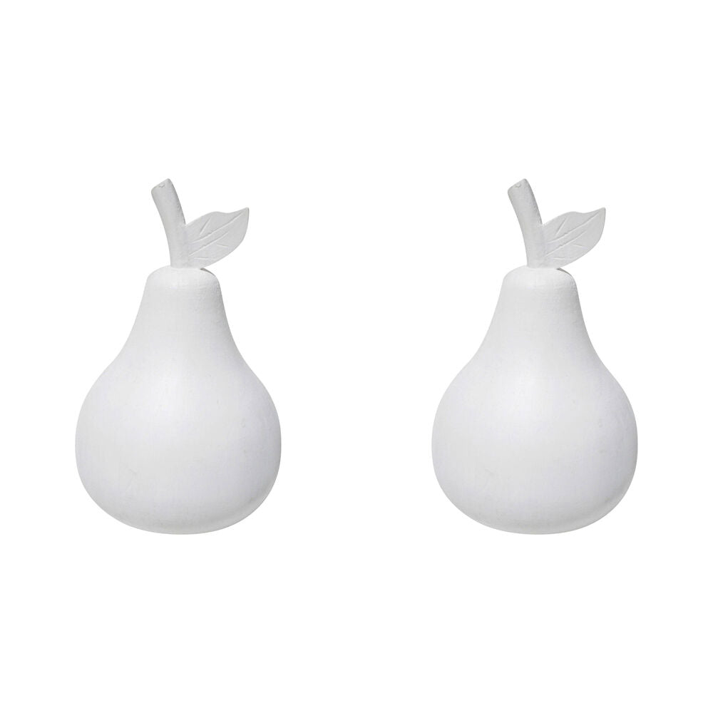 2PK LVD Wood Drift Pear Fruit Figurine Decor 11x20cm - White