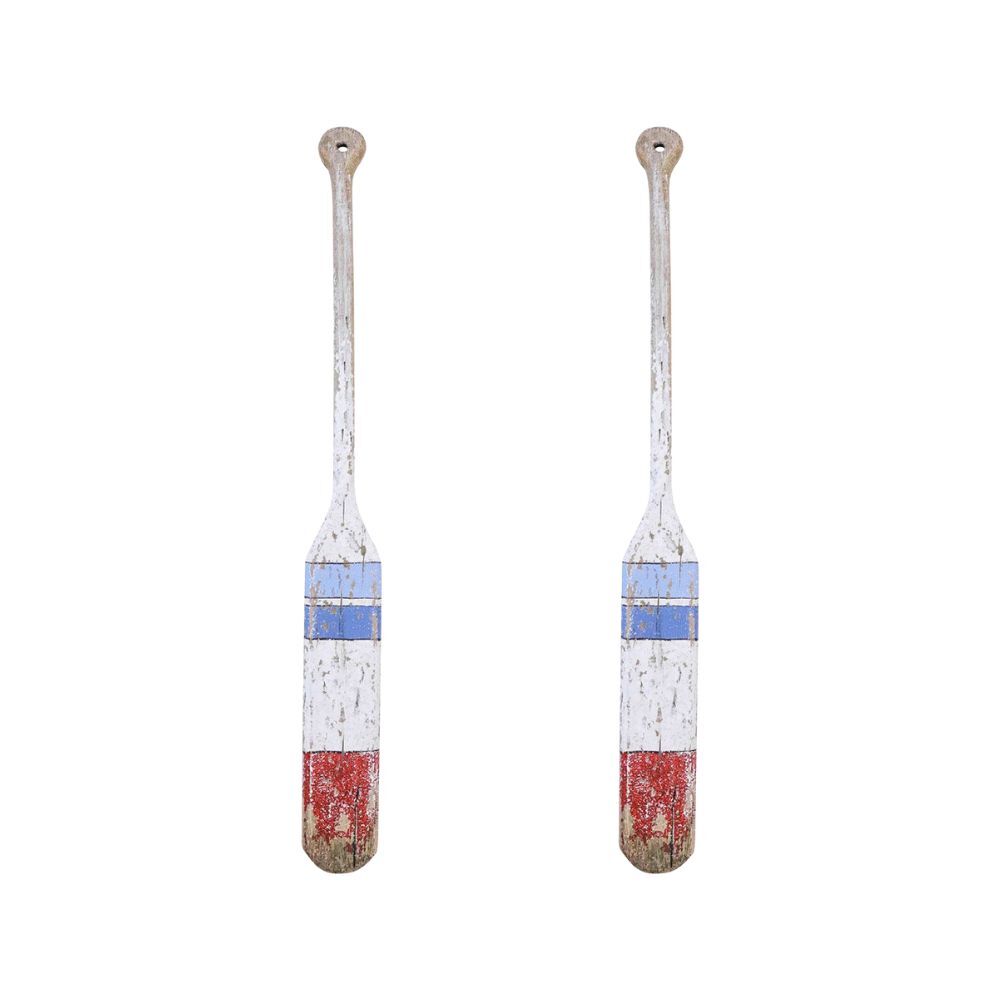 2PK Lavida Oar Rustic Small Home/Office Decor 70x7cm - White/Red