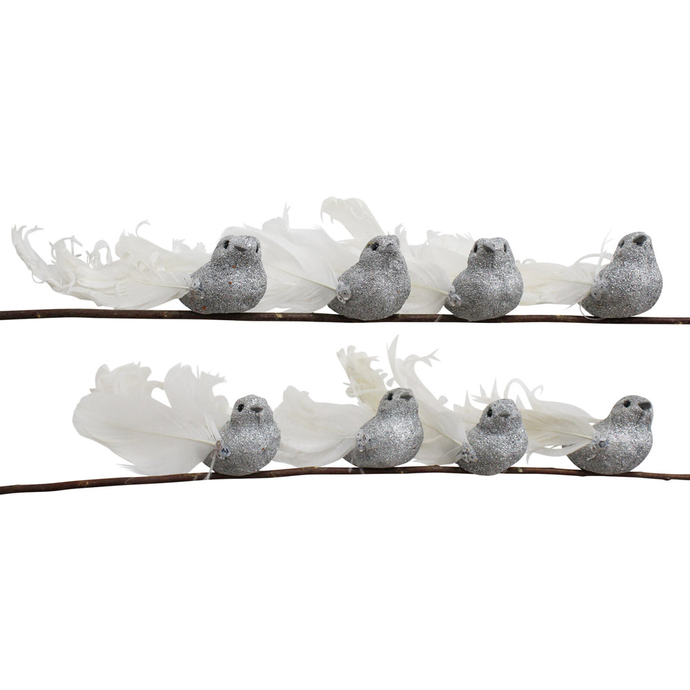 2PK 8pc LVD 14cm Clip Birds Home/Living Room Decor - Silver
