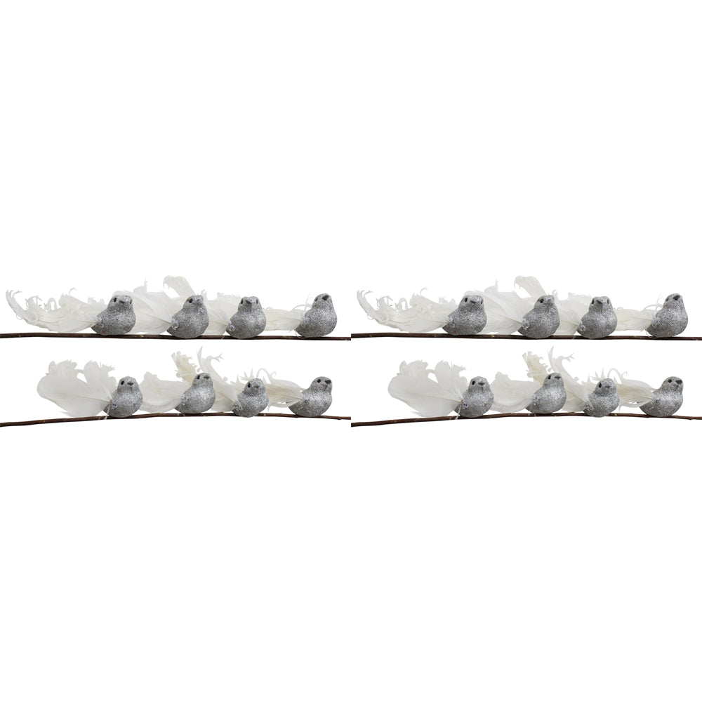 2PK 8pc LVD 14cm Clip Birds Home/Living Room Decor - Silver