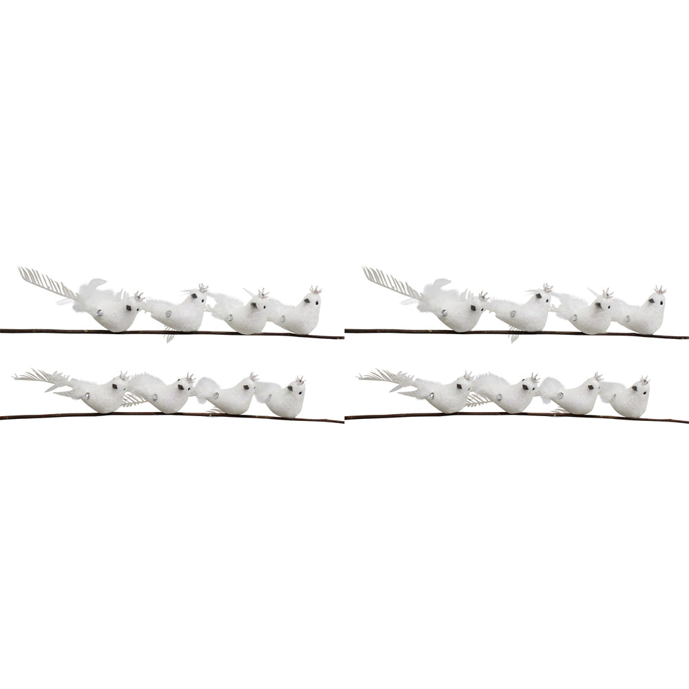 2PK 8pc LVD 16cm Clip Birds Leaf Home/Living Room Decor - White