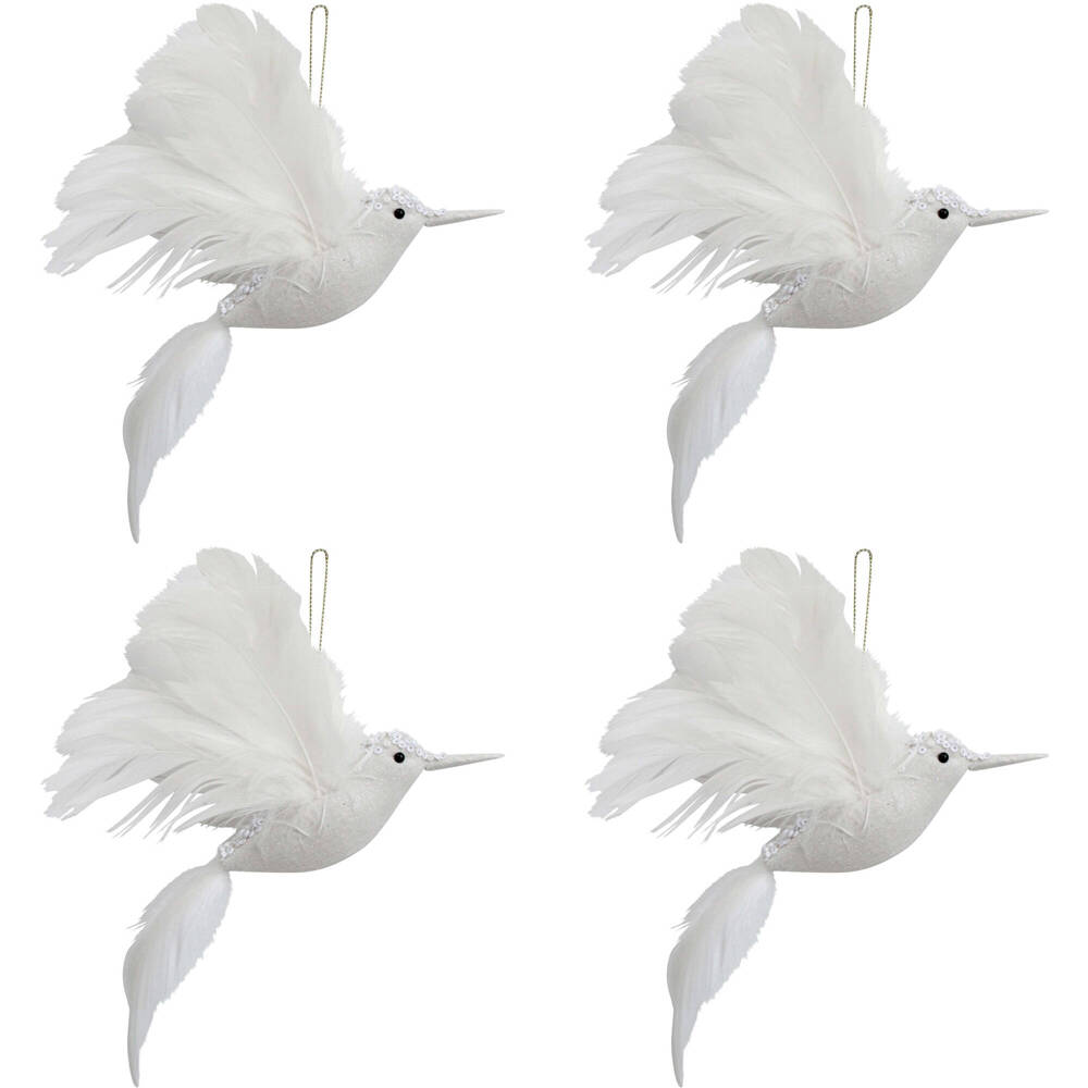4PK LVD Wall Hanging Bird Ornament Home Decor 18x23cm - White
