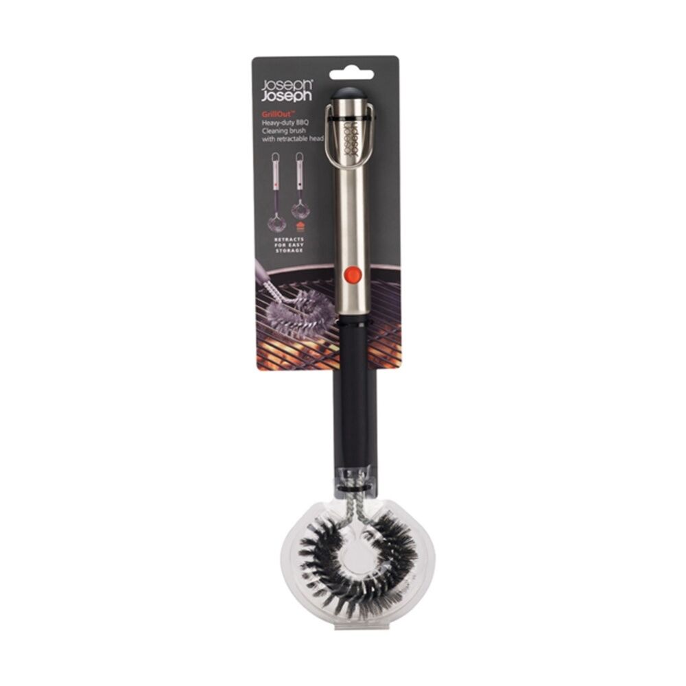 2PK Joseph Joseph GrillOut BBQ Cleaning Brush W/ Retractable Head Steel