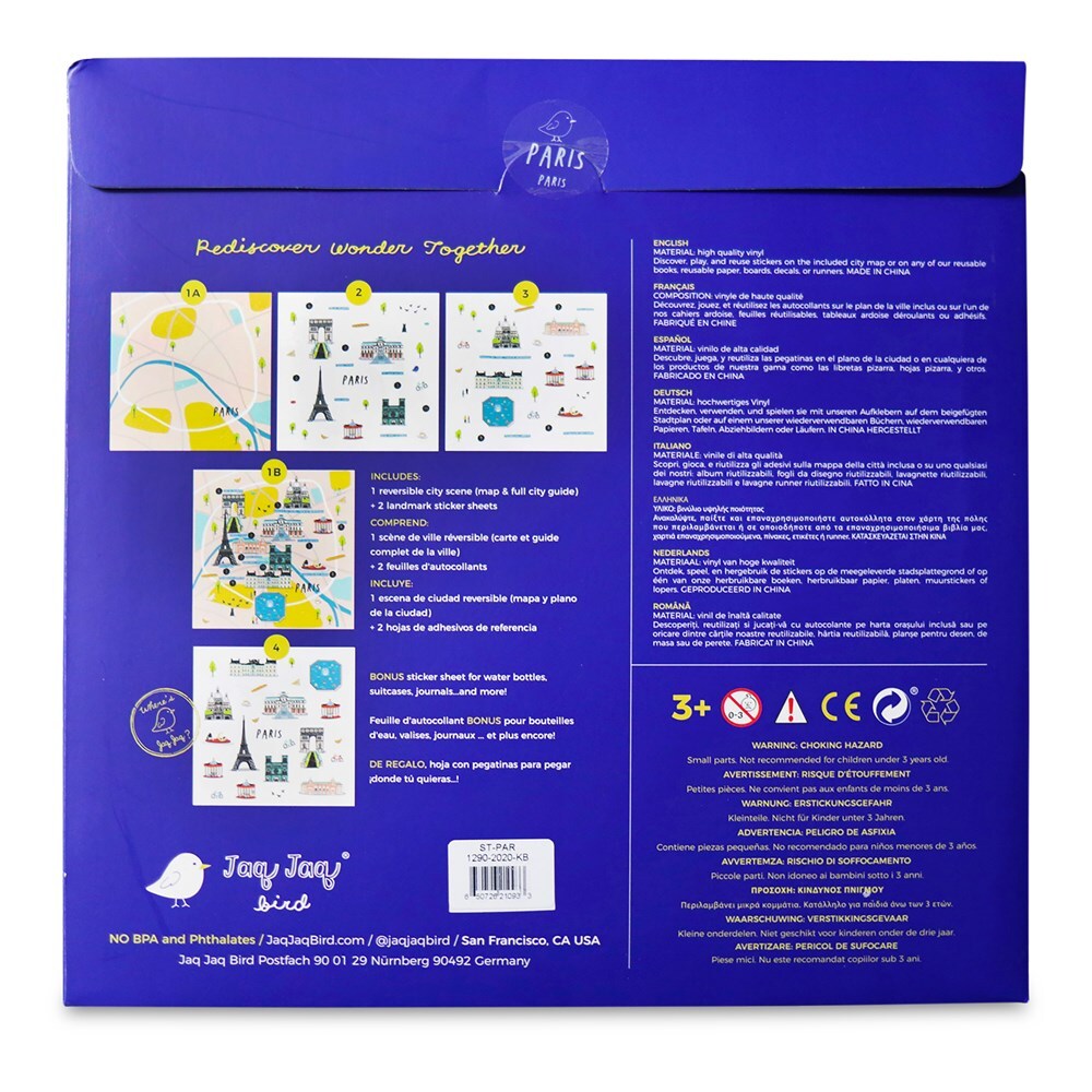 Jaq Jaq Bird Cities of Wonder Stick It & Go Activity Set Paris 3y+