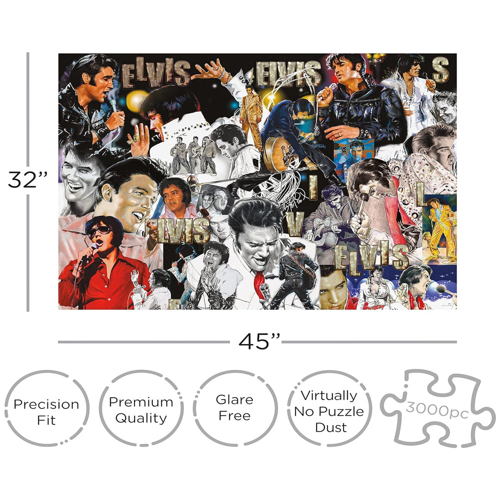 3000pc Aquarius 82x115cm Elvis Collage Jigsaw Puzzle Game 3y+