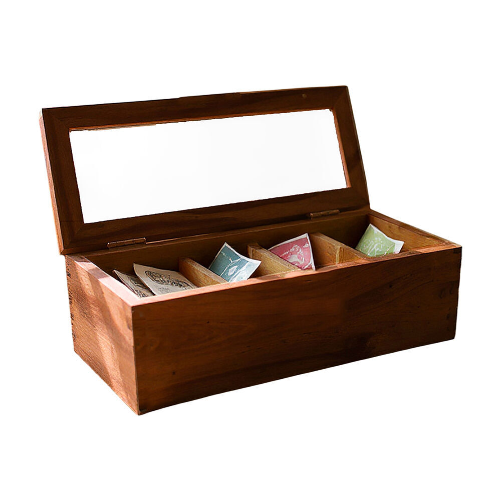 2PK Essen Acacian Spice/Tea Box 26x9 Wooden Spice Container Organisers Brown