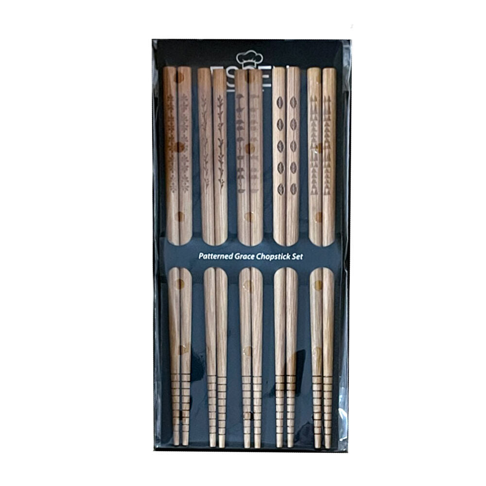 4x 5pc Essen Bamboo Chopsticks Natural Finish Cutlery Dining Utensils Beige