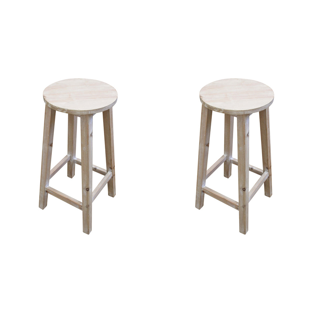 2PK LVD Palmy 66cm Fir Wood Round Stool Home Furniture Round - Natural