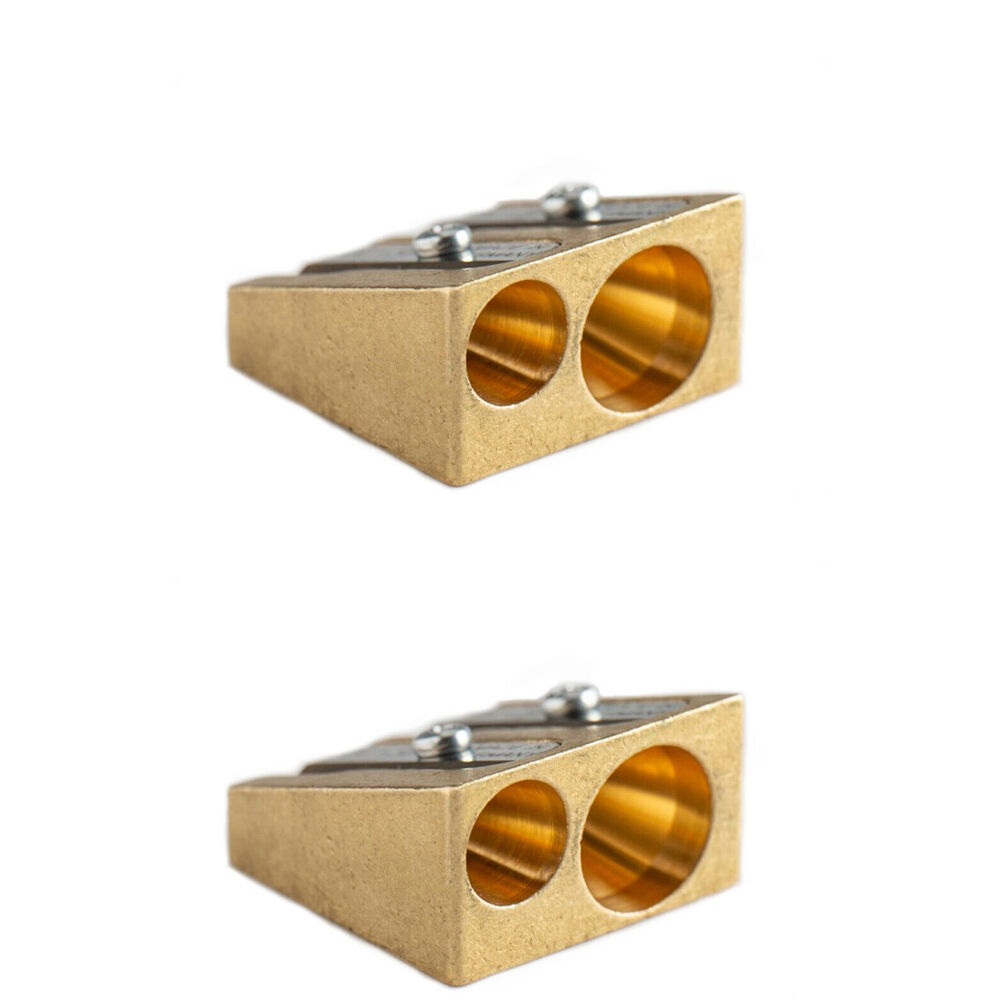 2PK Kum Artists Ultra-Hard Double Hole Wedge Pencil Sharpener 8-11mm Brass
