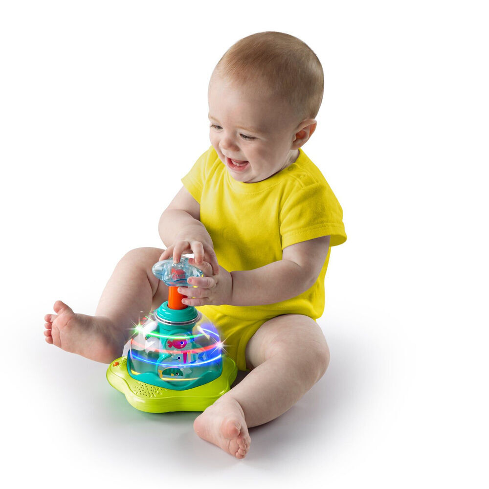 2PK Bright Starts Press & Glow Spinner Interactive Baby Toy w/Lights and Sounds 6m+