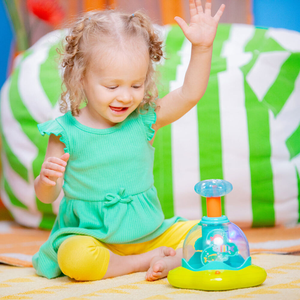 2PK Bright Starts Press & Glow Spinner Interactive Baby Toy w/Lights and Sounds 6m+