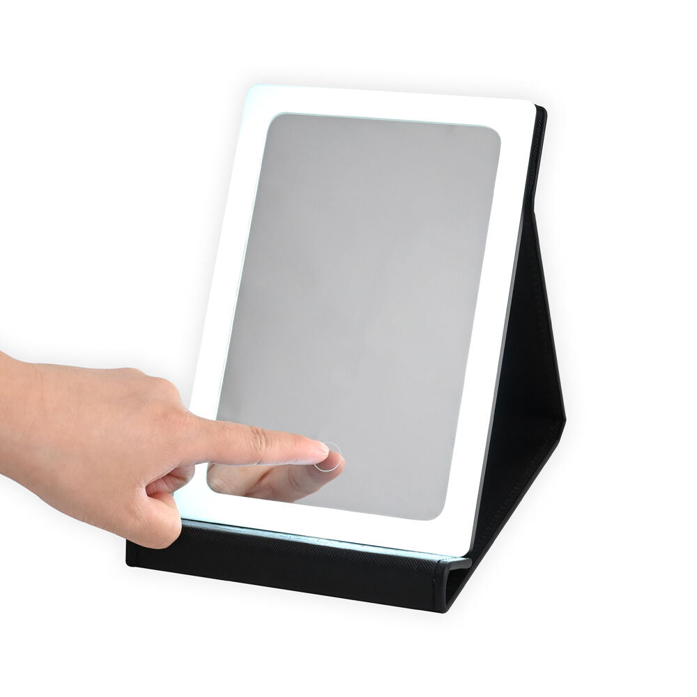 Kate Hill LED Rechargable USB Cable Light Up Travelling Mirror 21x14x2cm Black