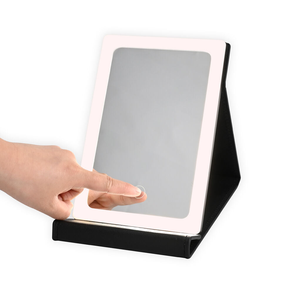 Kate Hill LED Rechargable USB Cable Light Up Travelling Mirror 21x14x2cm Black
