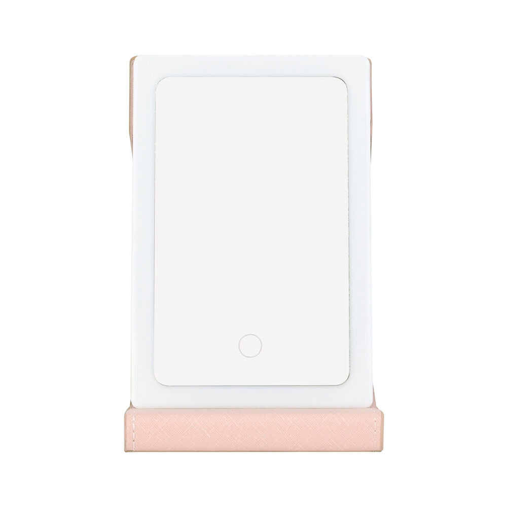 Kate Hill LED Rechargable USB Cable Light Up Travelling Mirror 21x14x2cm Blush