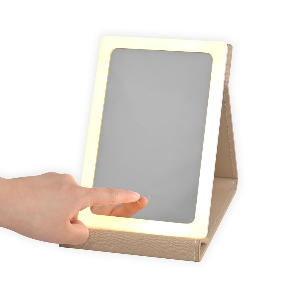 Kate Hill LED Rechargable USB Cable Light Up Travelling Mirror 21x14x2cm Neutral