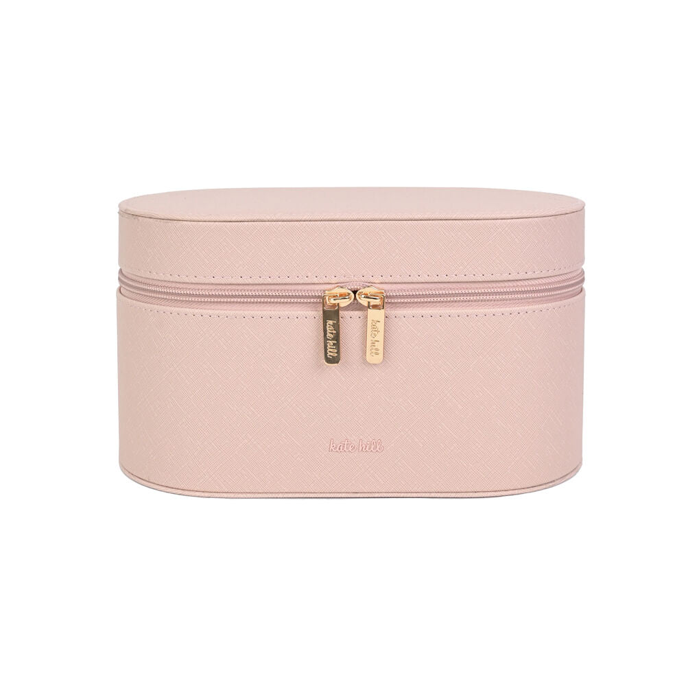 2pc Kate Hill Travelling Beauty Bag Case Set w/ Makeup Brush Holders Blush