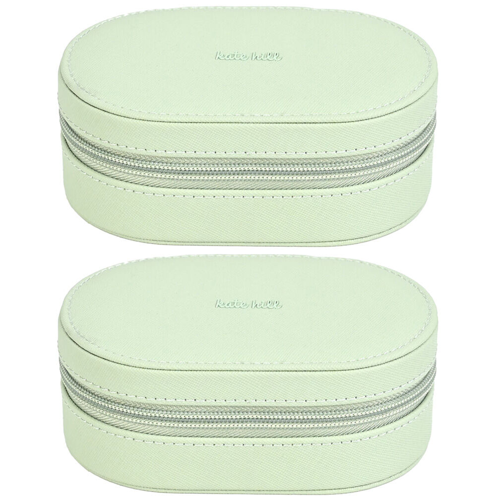 2PK Kate Hill Travelling Jewellery Organiser Storage Bag Case 14.5x8.5x5cm Pistachio