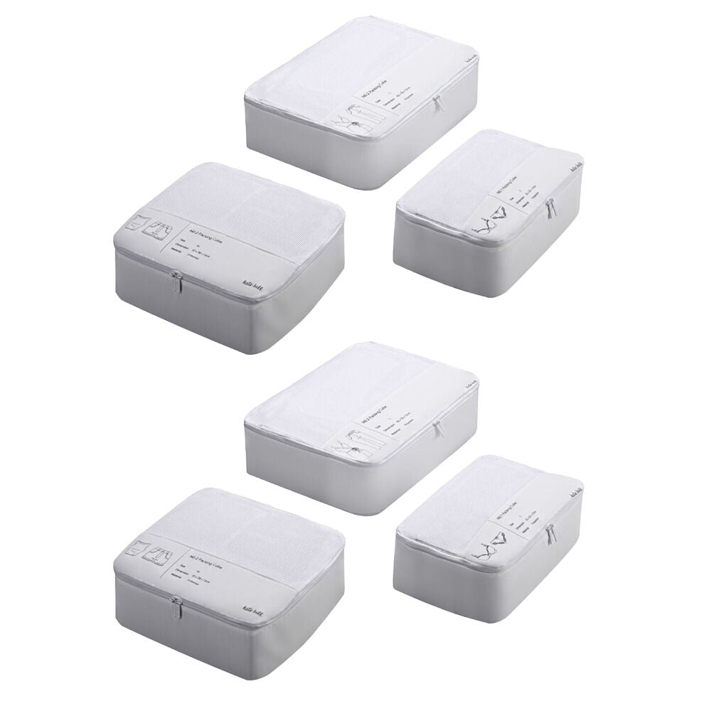 2x 3pc Kate Hill Travelling Packing Cubes Organiser Accessory Set White