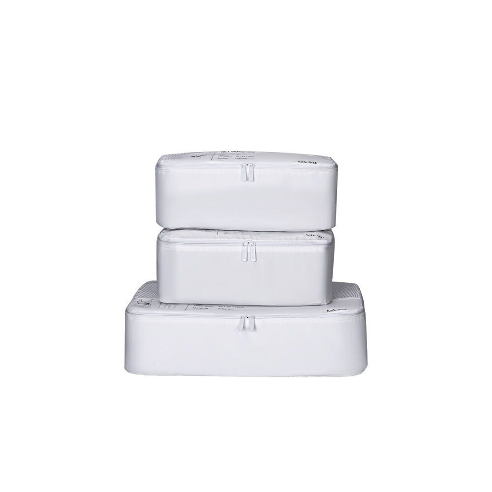 2x 3pc Kate Hill Travelling Packing Cubes Organiser Accessory Set White